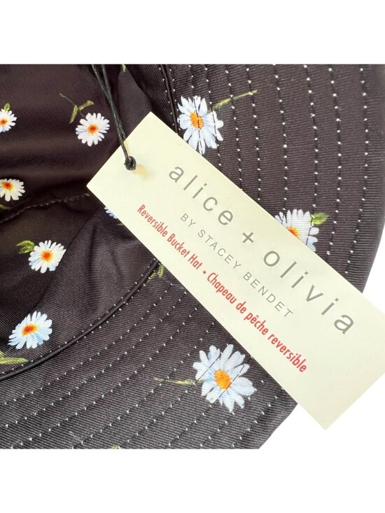 Alice + Olivia NWT Reversible Bucket Hat Black Daisy Print & White One Size